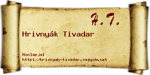 Hrivnyák Tivadar névjegykártya